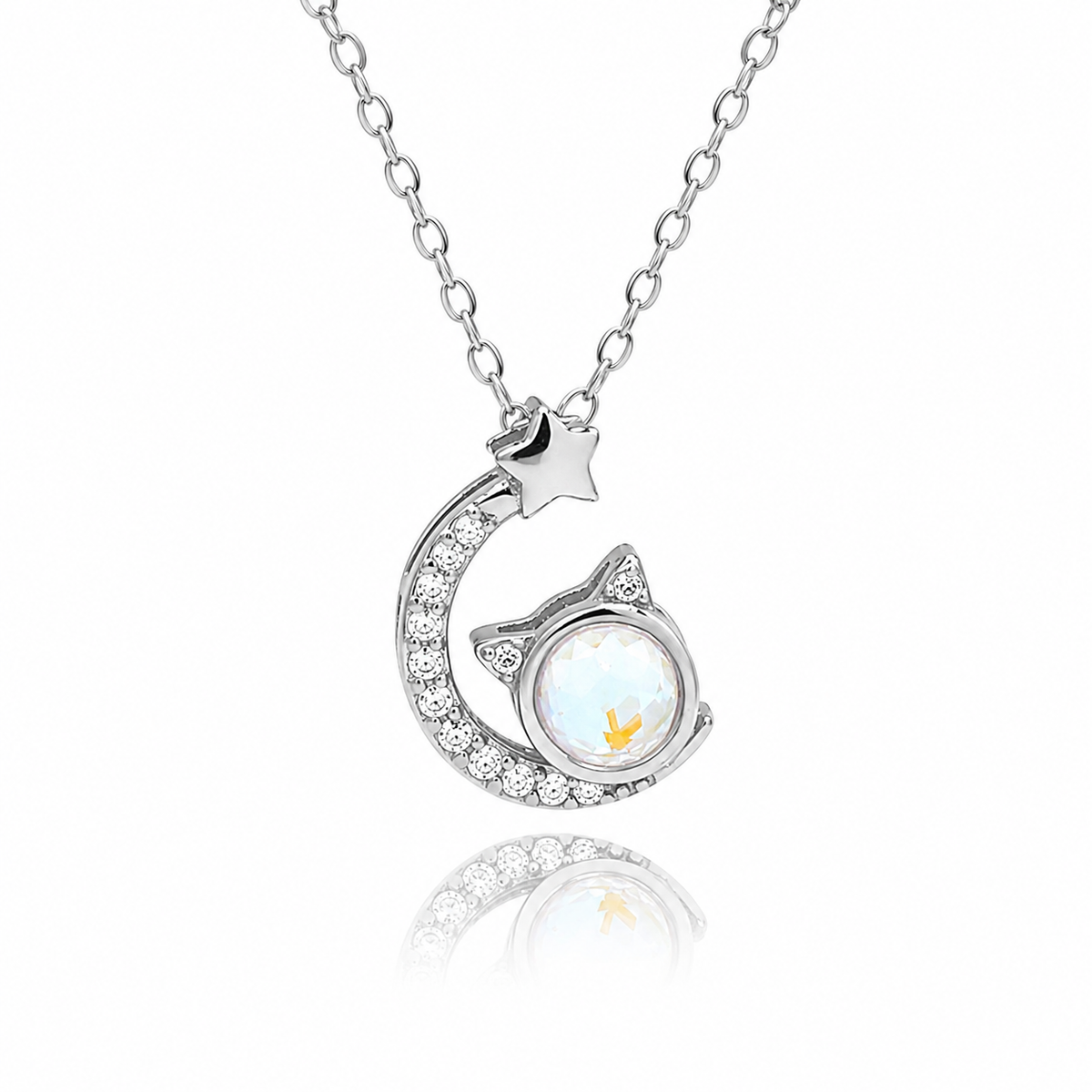 Kitty on Moon Necklace