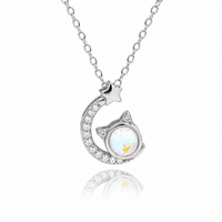 Kitty on Moon Necklace