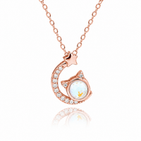Kitty on Moon Necklace