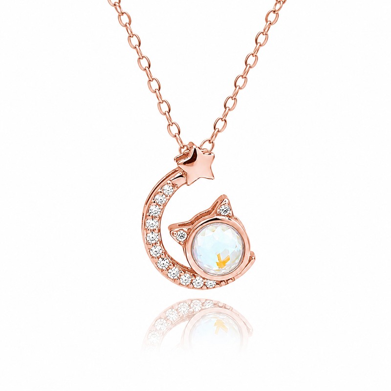 Kitty on Moon Necklace
