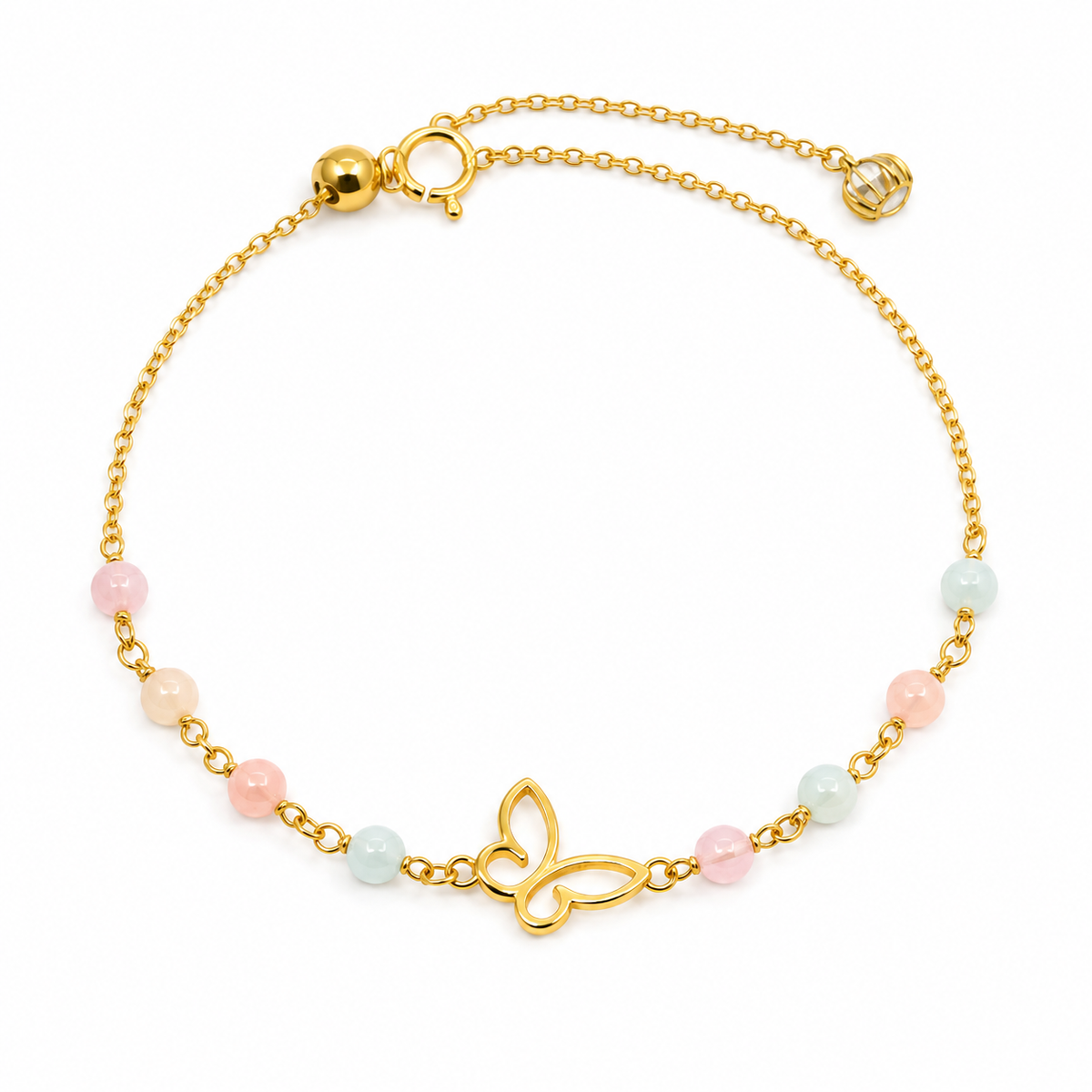 Jade & Rose Quartz Butterfly Bracelet