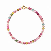 14K Gold Rainbow Tourmaline Bracelet