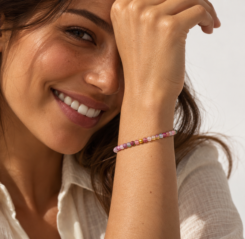 14K Gold Rainbow Tourmaline Bracelet