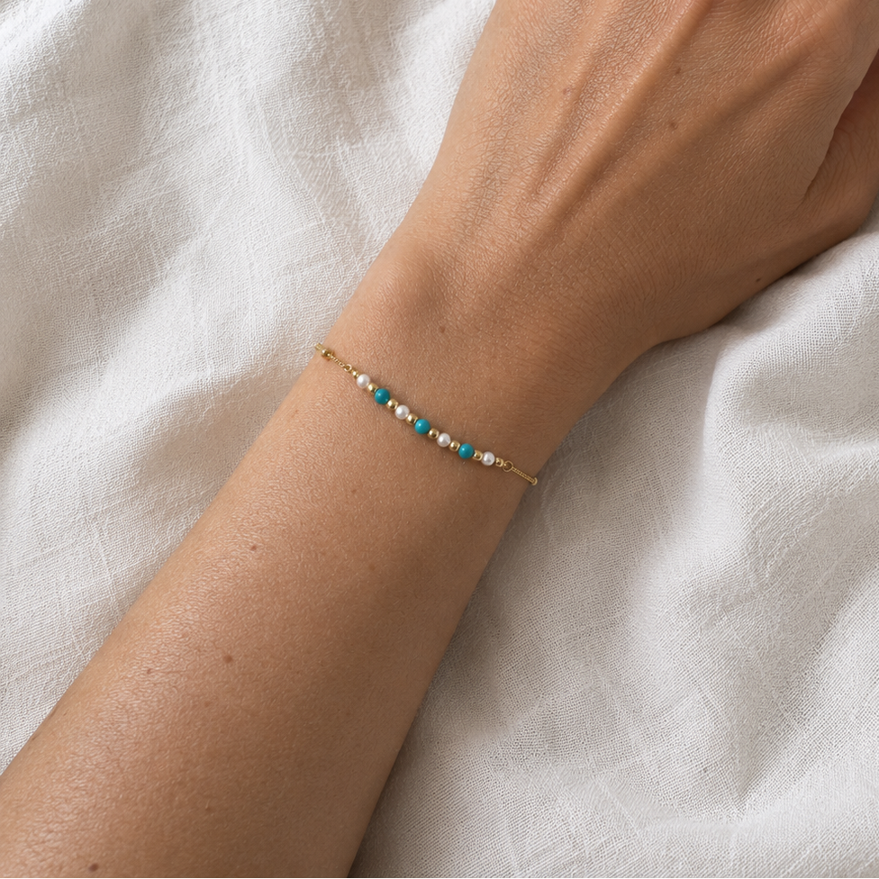 Turquoise and Pearl Bar Bracelet