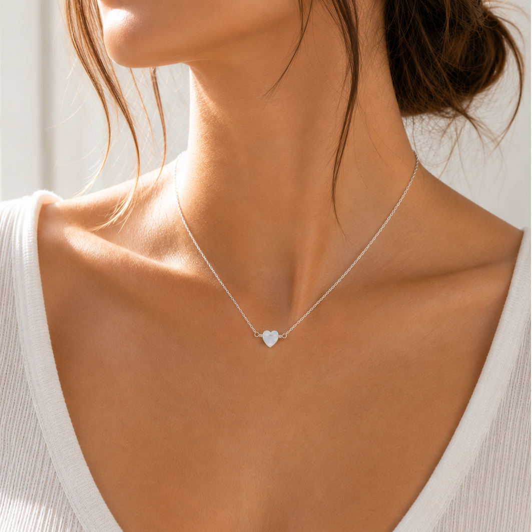 True Love Opal Heart Necklace