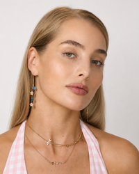 Aqua Flower Threader Earrings