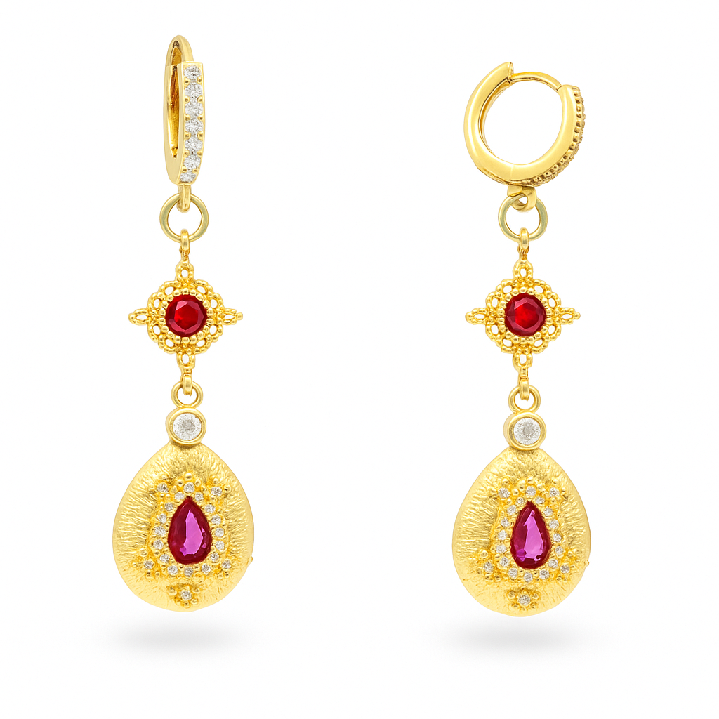 Crimson Glow Hoop Earrings