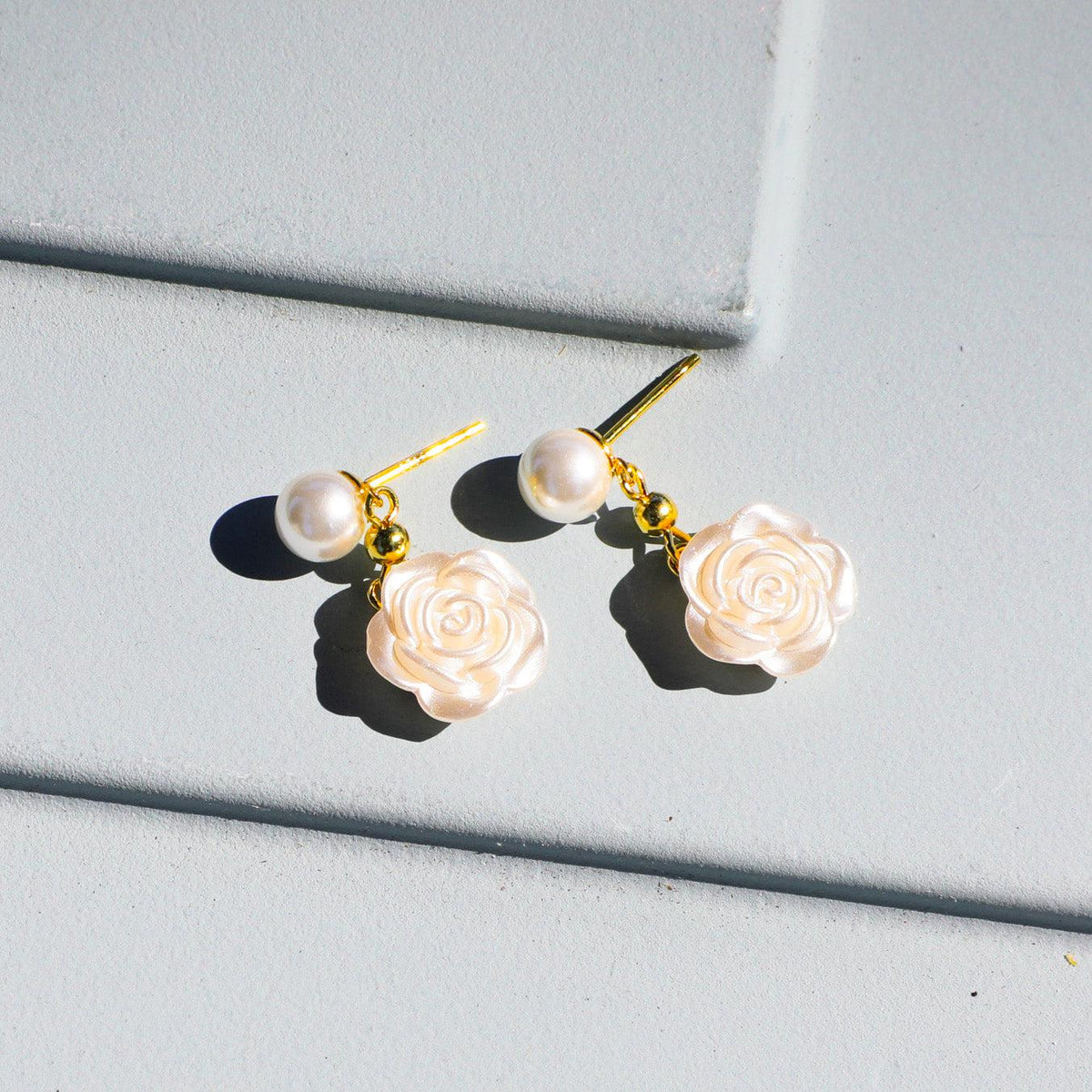 Pearl Rose Earrings