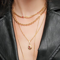 Ruby Red Drop Trio Necklace