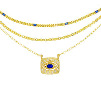 Royal Blue Eye Trio Necklace