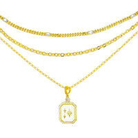 Cream White Sparkle Trio Necklace