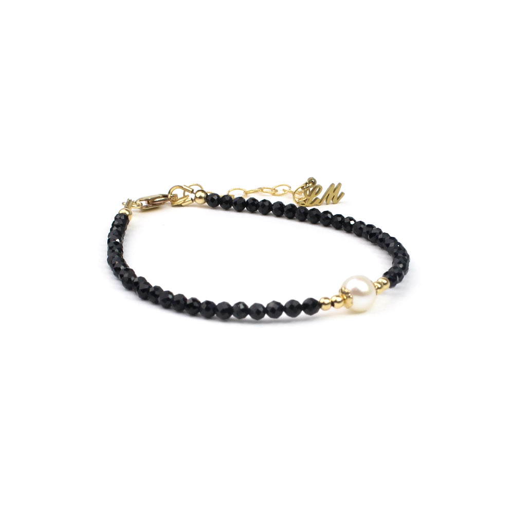 Tiny Onyx &amp Pearl Bracelet