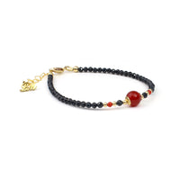 Tiny Black onyx & Carnelian Bracelet