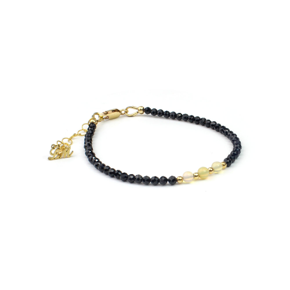 Tiny Onyx & Opal Bracelet
