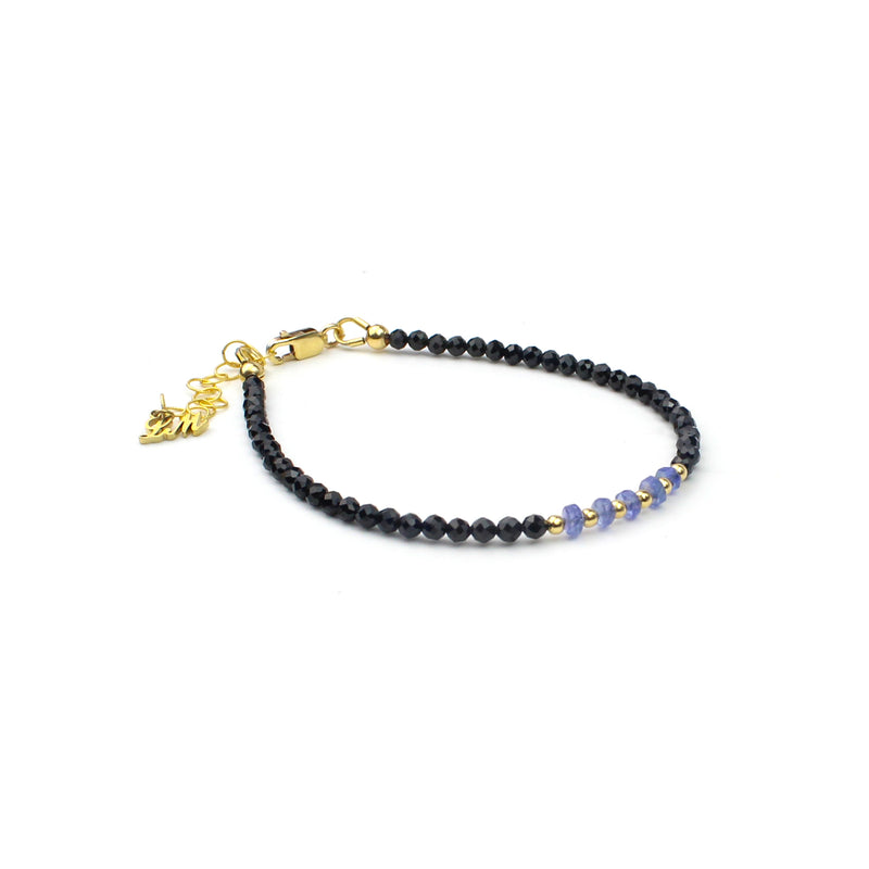 Tiny Black Onyx & Tanzanite Bracelet