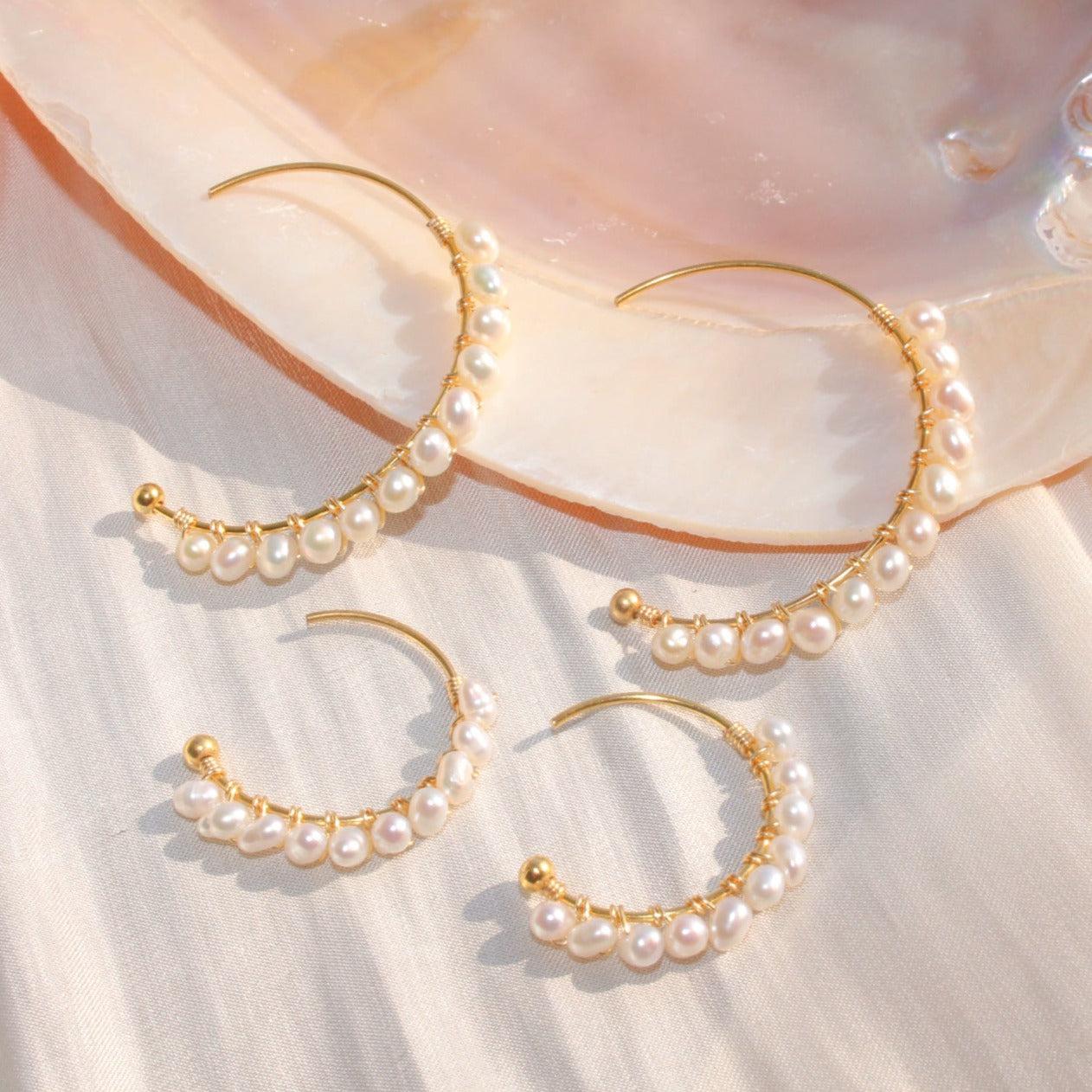 Dainty Circle Pearl Earrings