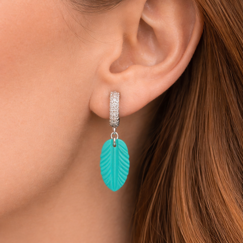 Turquoise Leaf Drop Earrings
