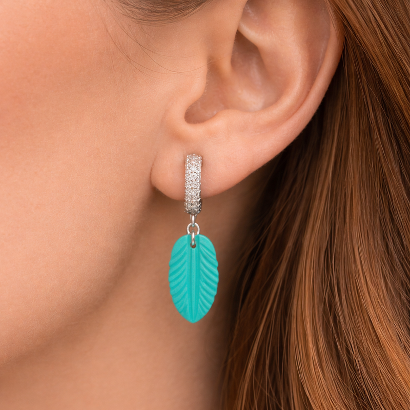 Turquoise Leaf Drop Earrings