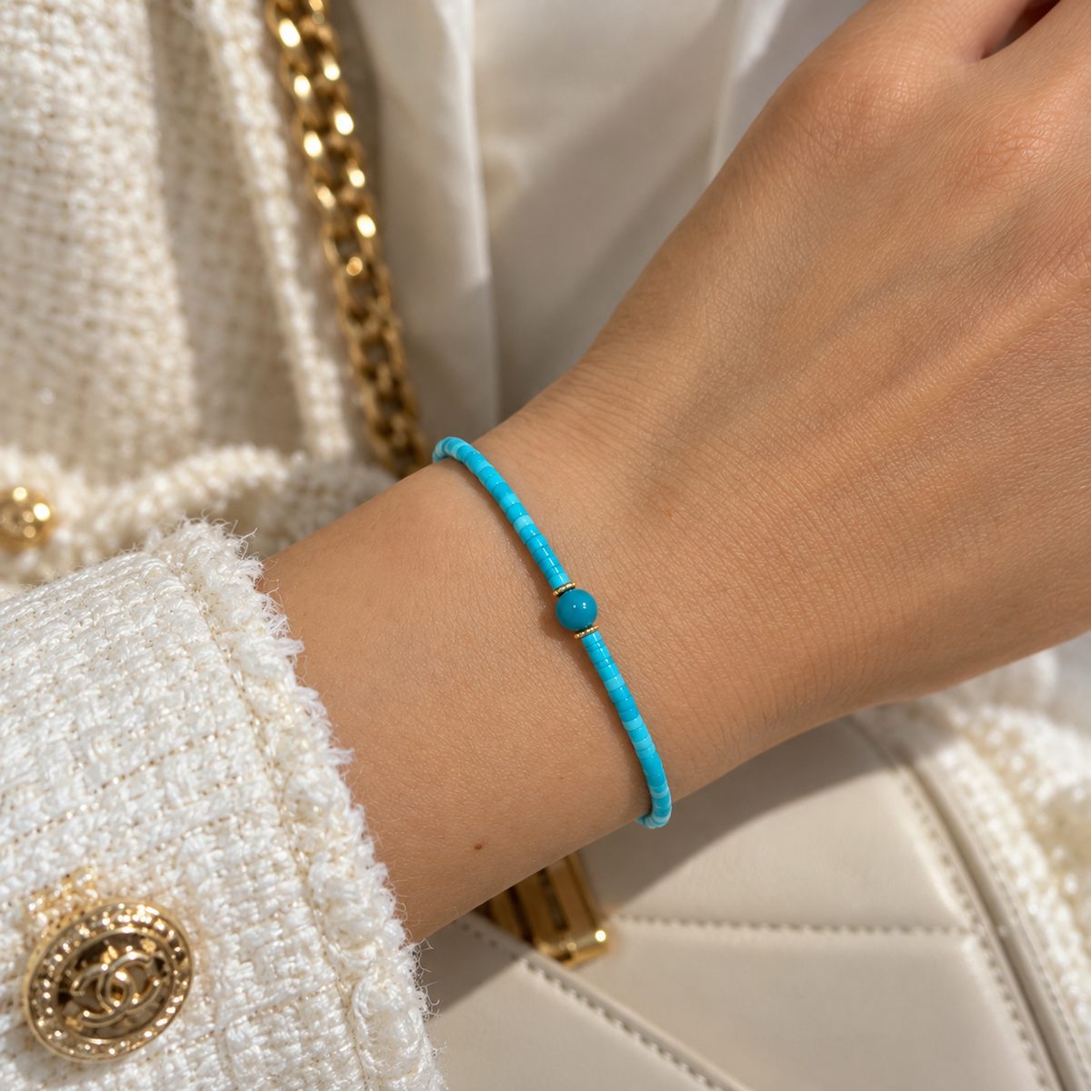 14K Gold Turquoise Bracelet