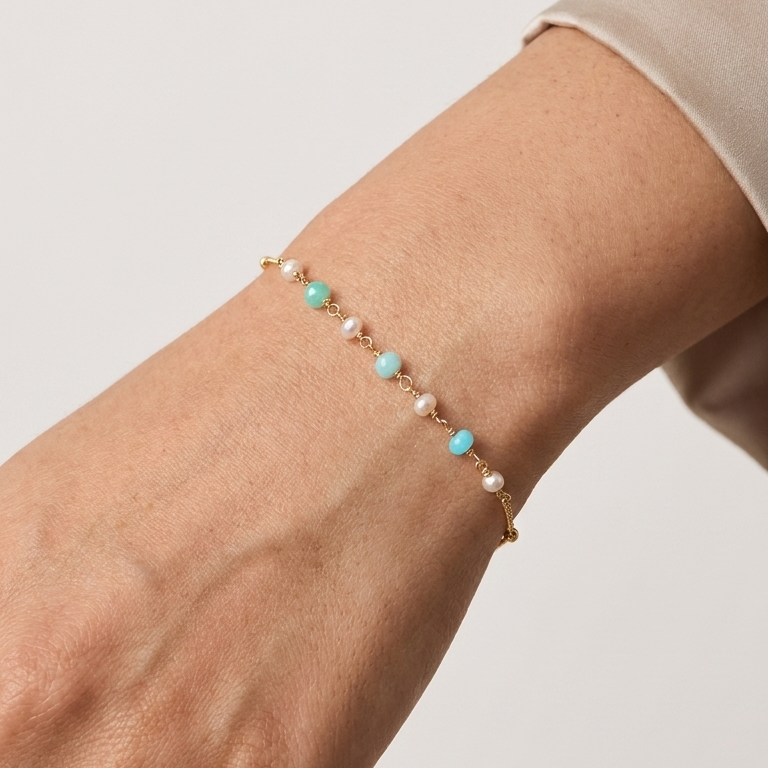 Amazonite & Pearl Bracelet