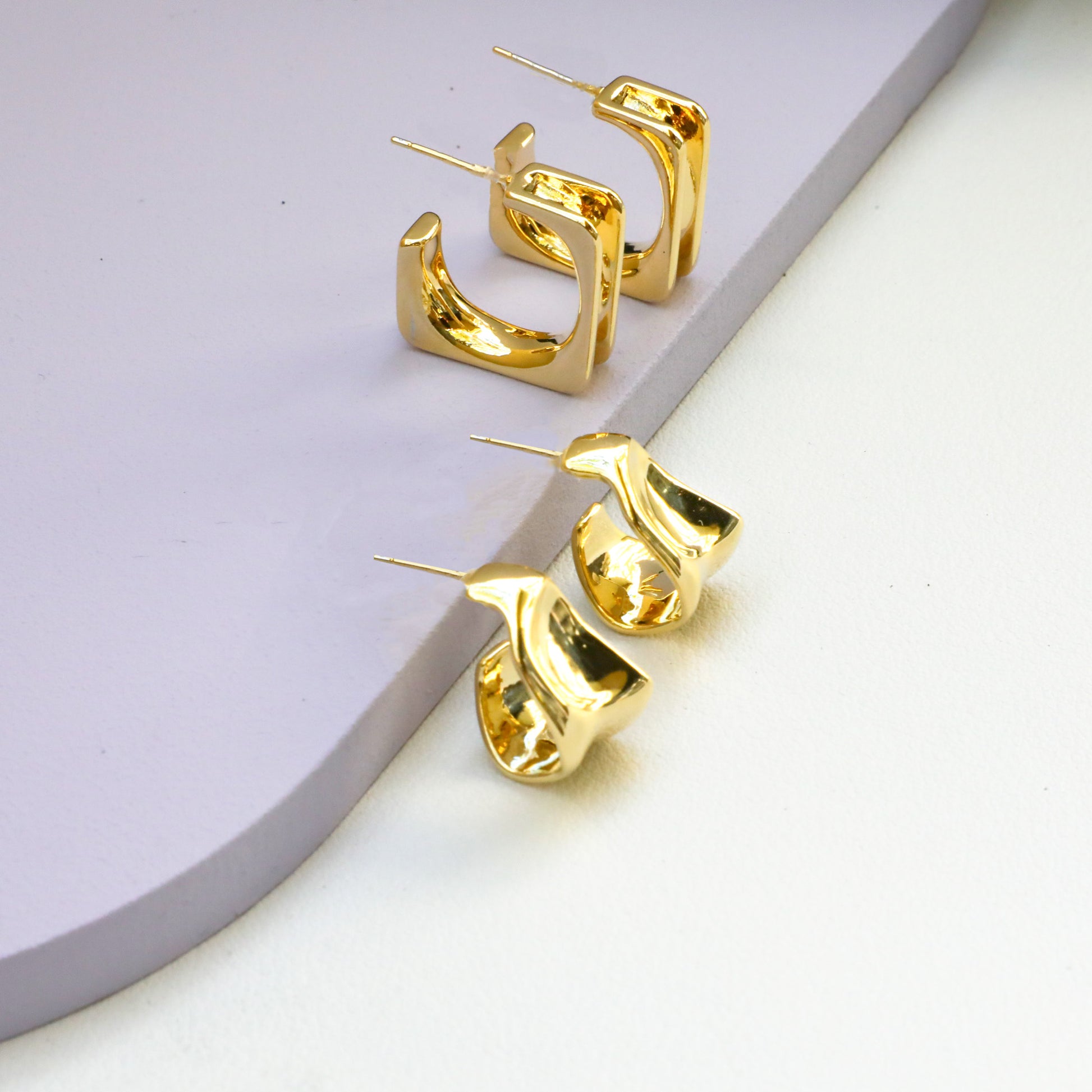Golden Glow Square Earrings