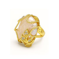 Freshwater Pearl Leaf Ring