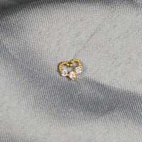 14K Solid Gold Diamond Heart Single Ear Studs-Limited Edition-La Meno