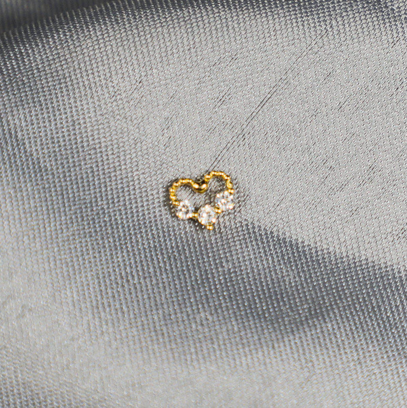 14K Solid Gold Diamond Heart Single Ear Studs-Limited Edition-La Meno