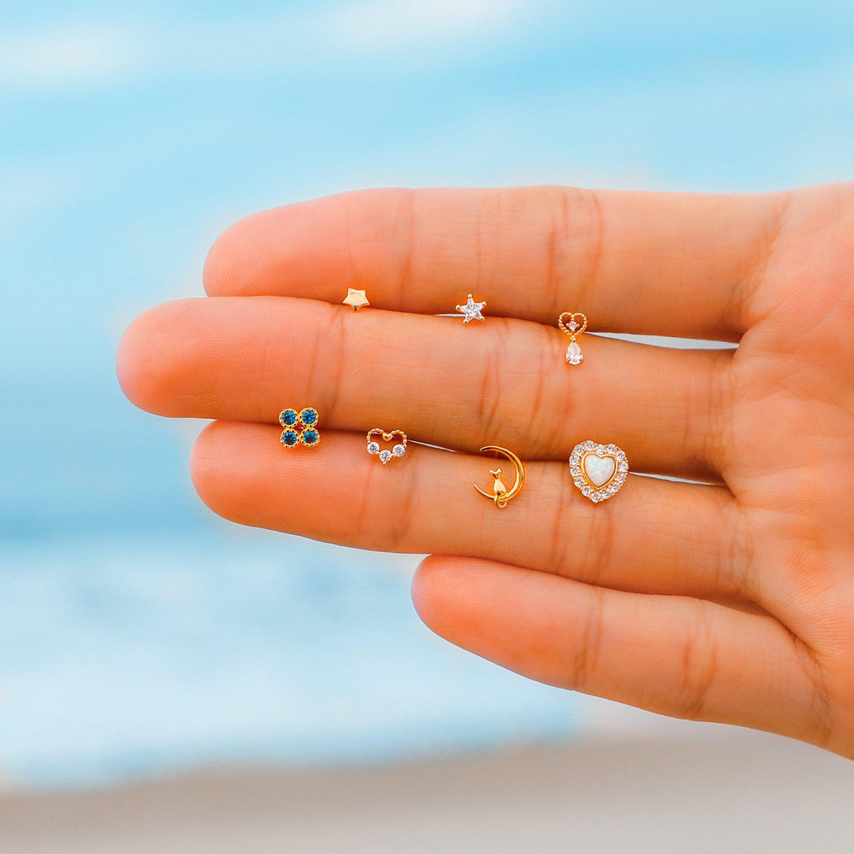 14K Solid Gold Mini Heart Drop Single Earring-Limited Edition-La Meno