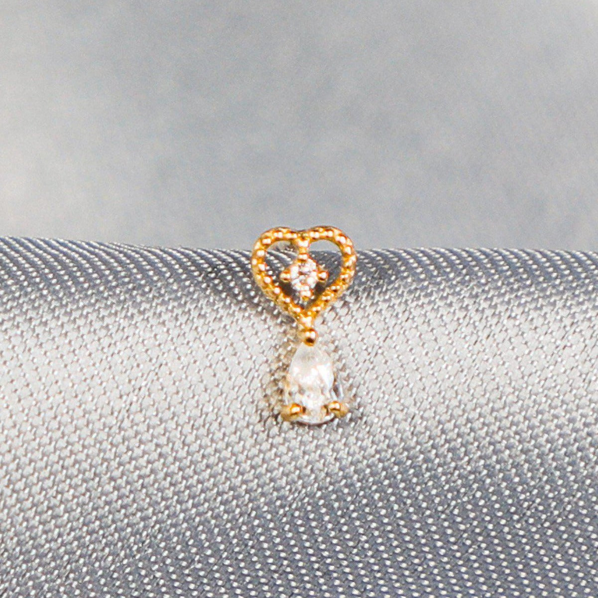 14K Solid Gold Mini Heart Drop Single Earring-Limited Edition-La Meno