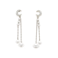 Pearl on Moon Earrings