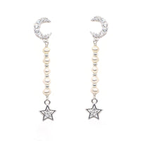 Moon Charm with Pearl & Star Earrings