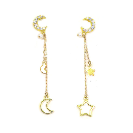 Moon & Star Asymmetric Earrings