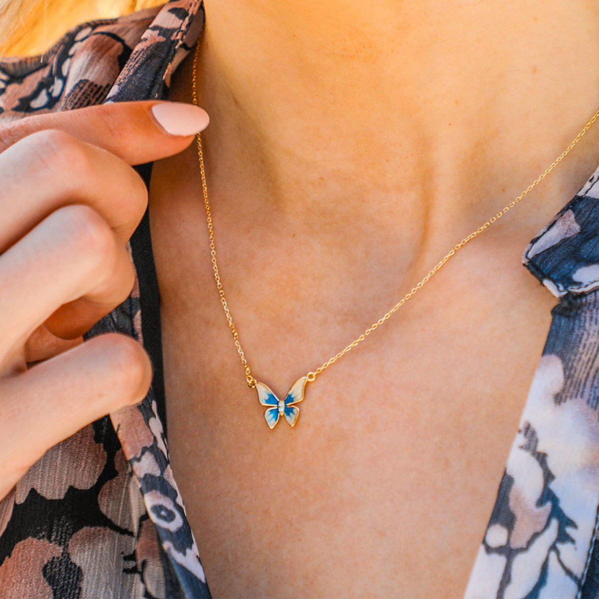 Blue Butterfly Necklace