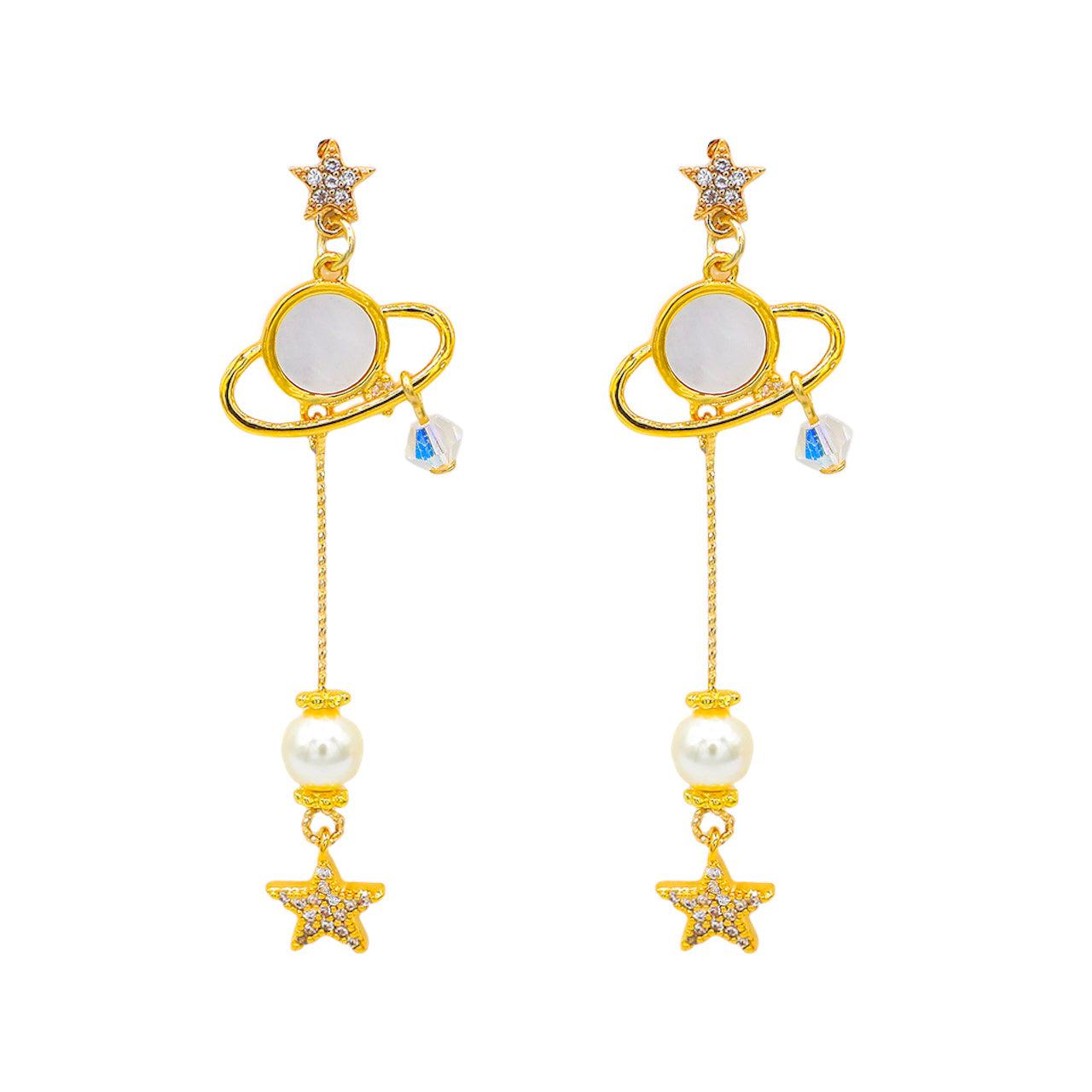 Gold Saturn Earrings