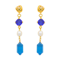 London Blue Quartz & Pearl Earrings