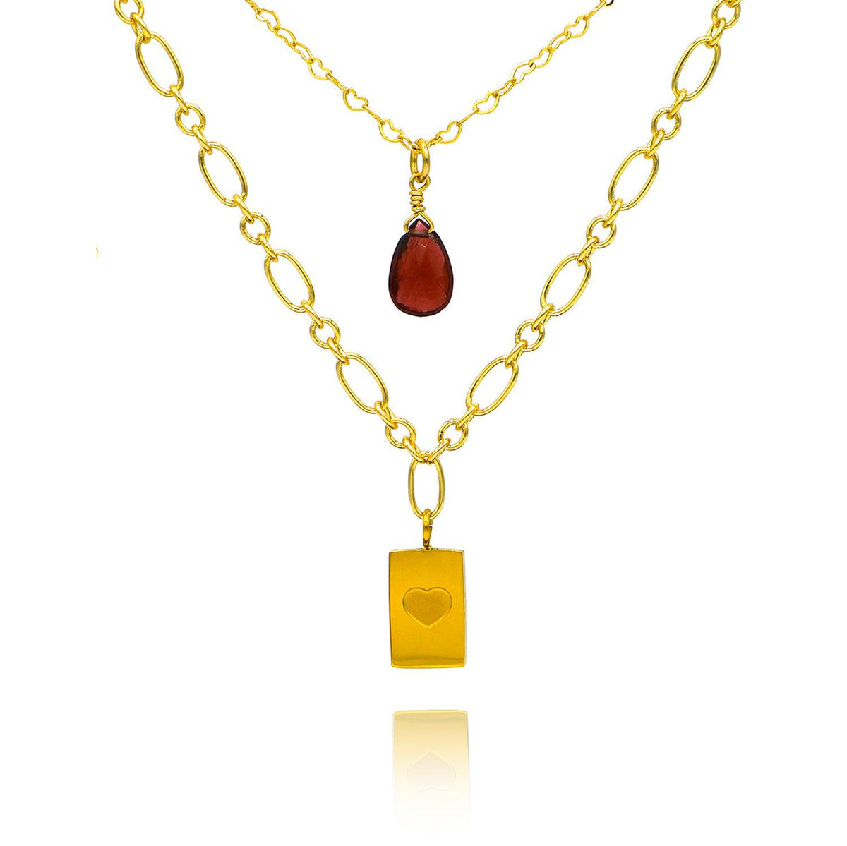 Garnet Love Double Layer Necklace