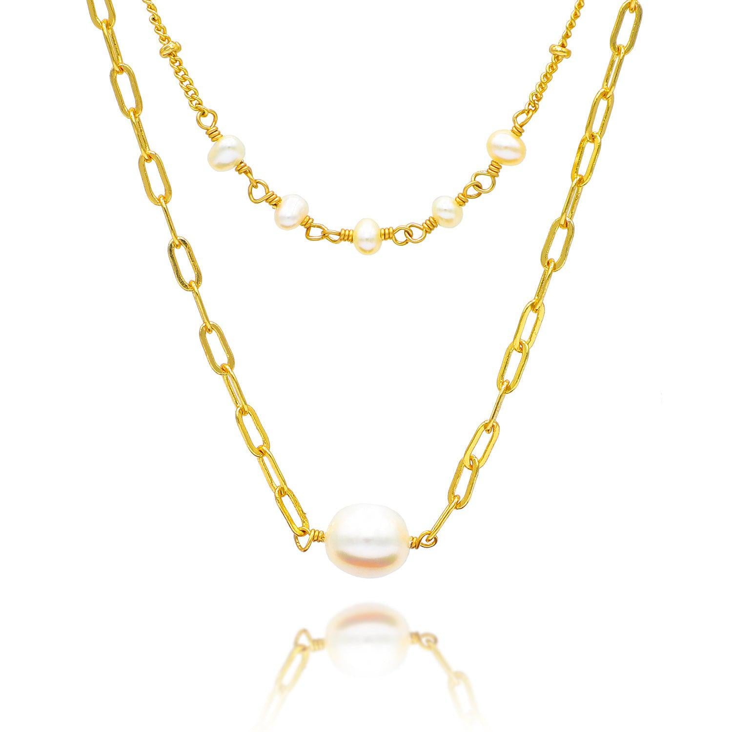 Dainty Pearl Double Layer Necklace
