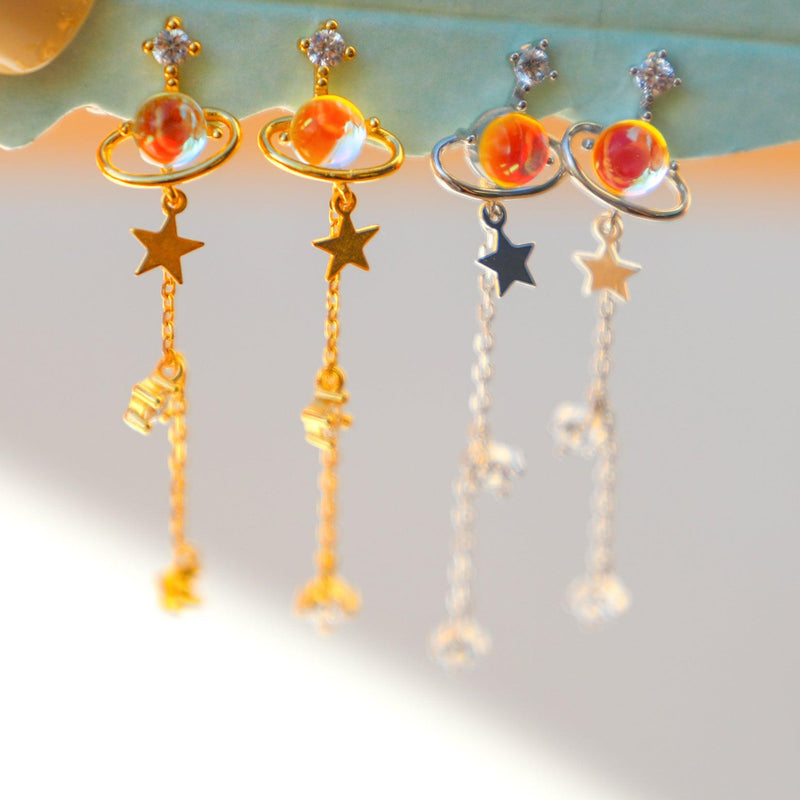 Dangling Planet & Star Earrings