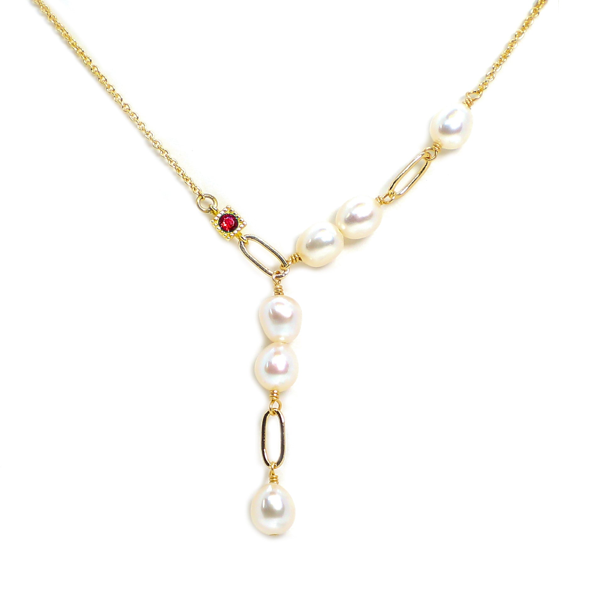 Poetic Pearl Set - Garnet Bracelet & Necklace