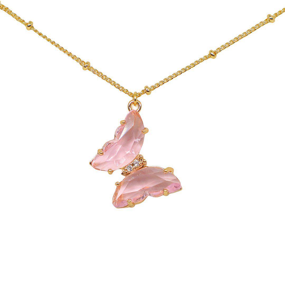 Clear Crystal Butterfly Necklace