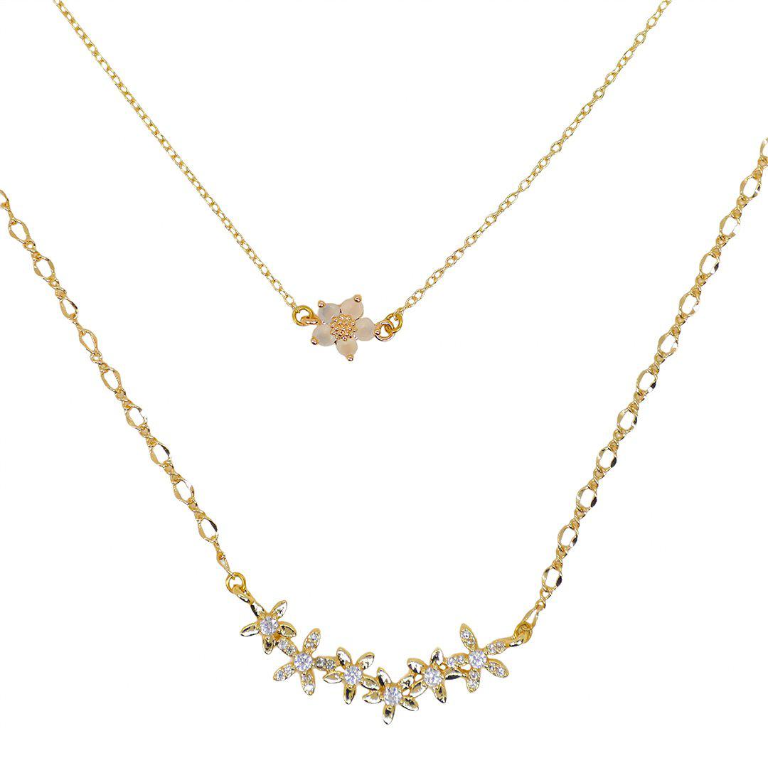 Blooming Flowers Double Layer Necklace