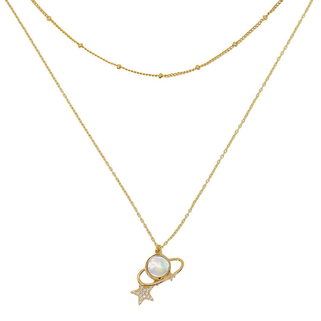 Saturn & Star Double Layer Necklace