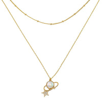 Saturn & Star Double Layer Necklace