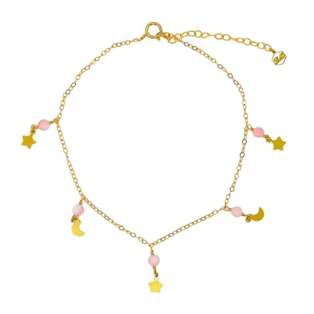 Falling Moon &amp Star Anklet