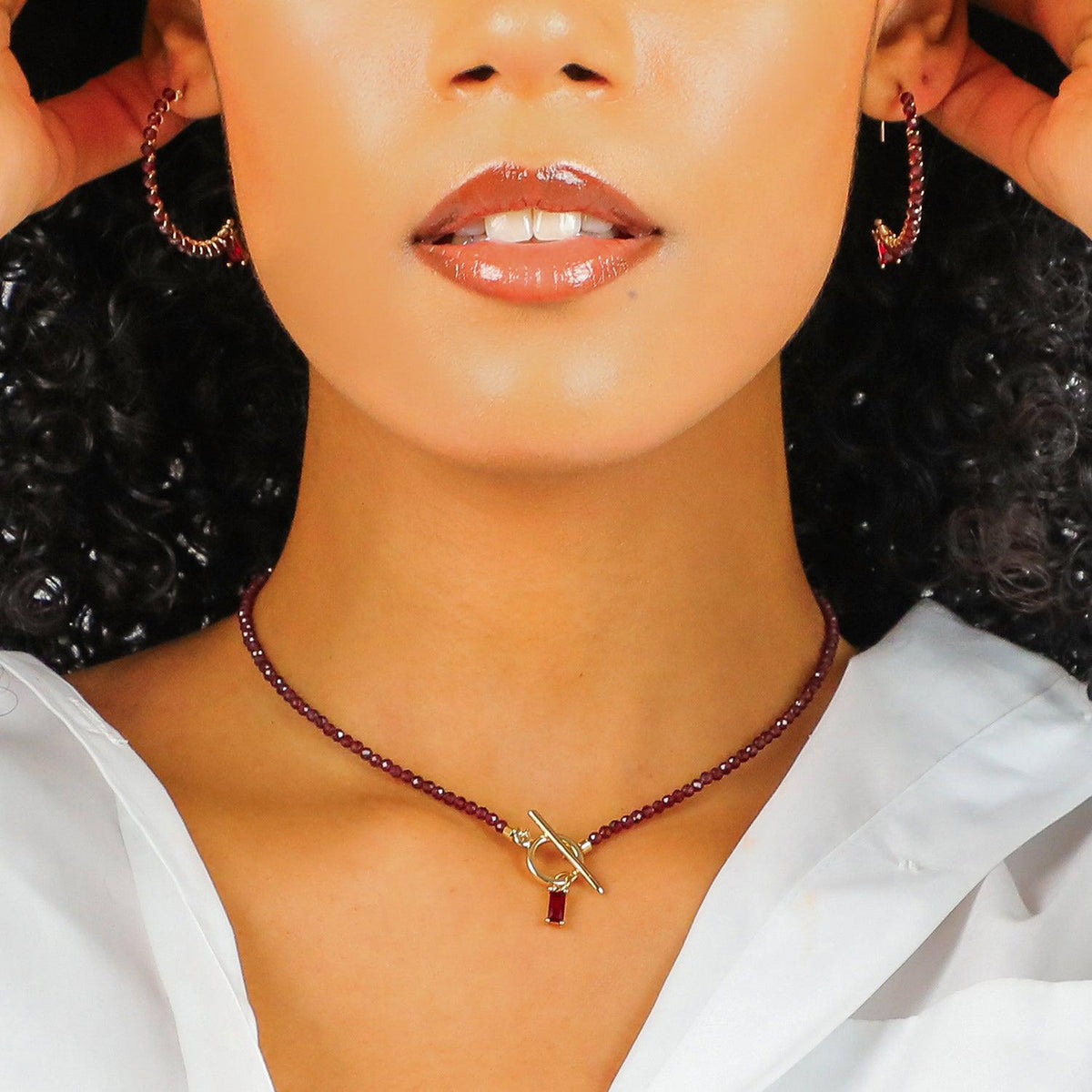 Perfect Set - Garnet Earrings & Choker