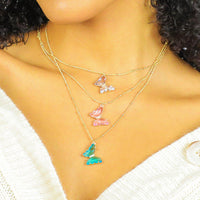 Clear Crystal Butterfly Necklace