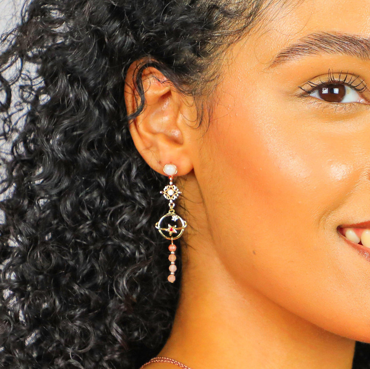 Sunstone Planet Earrings