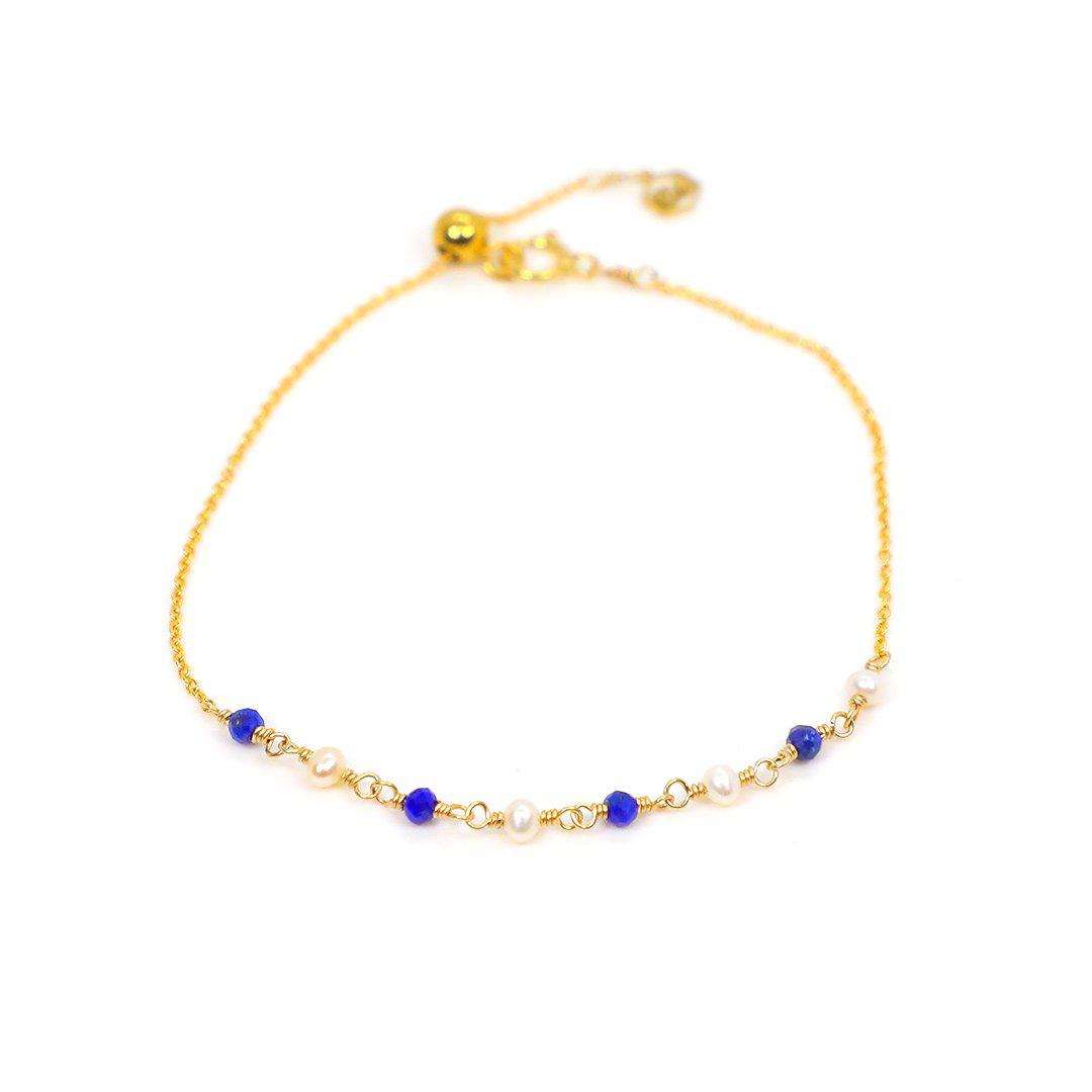 Pearl + Lapis Bracelet