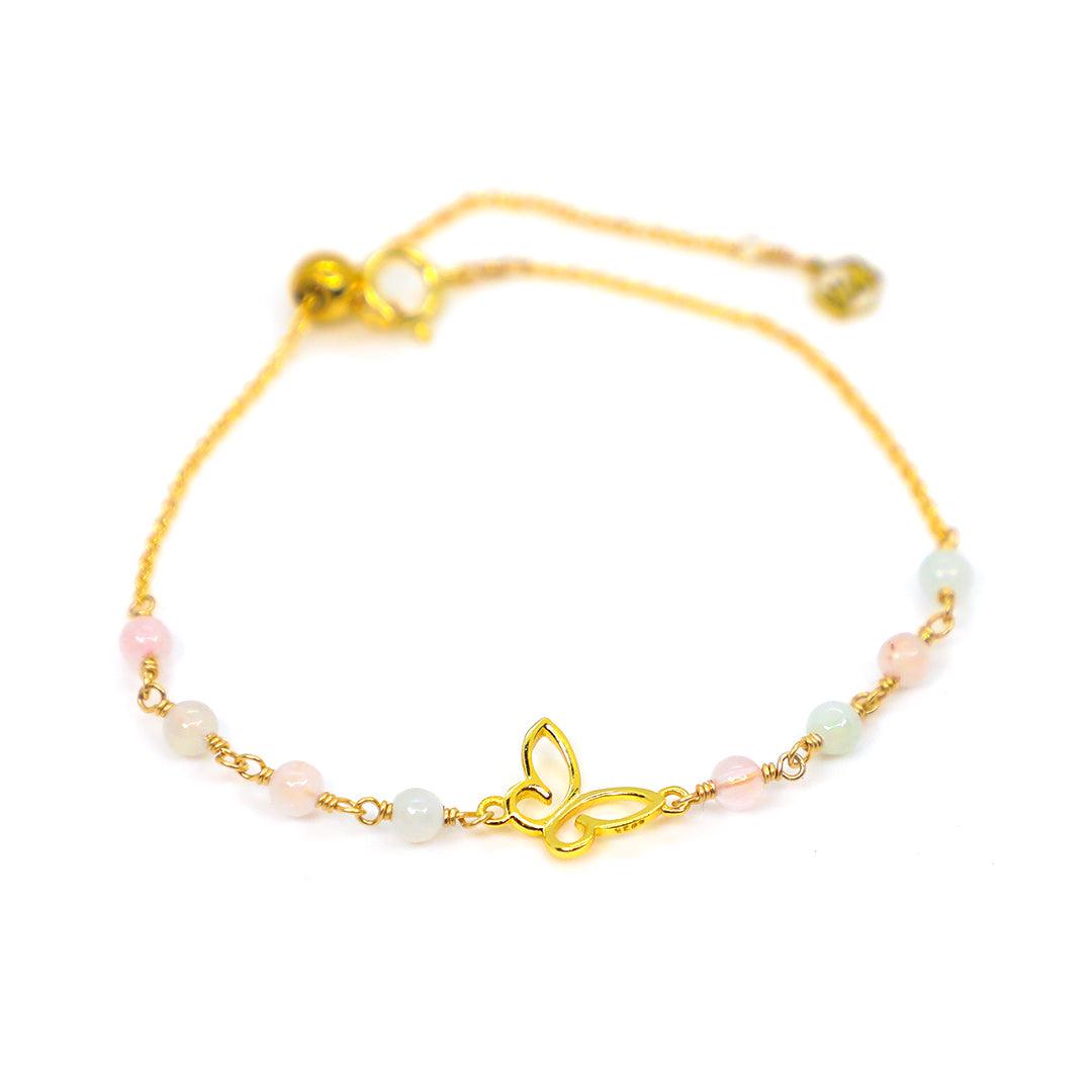Jade & Rose Quartz Butterfly Bracelet